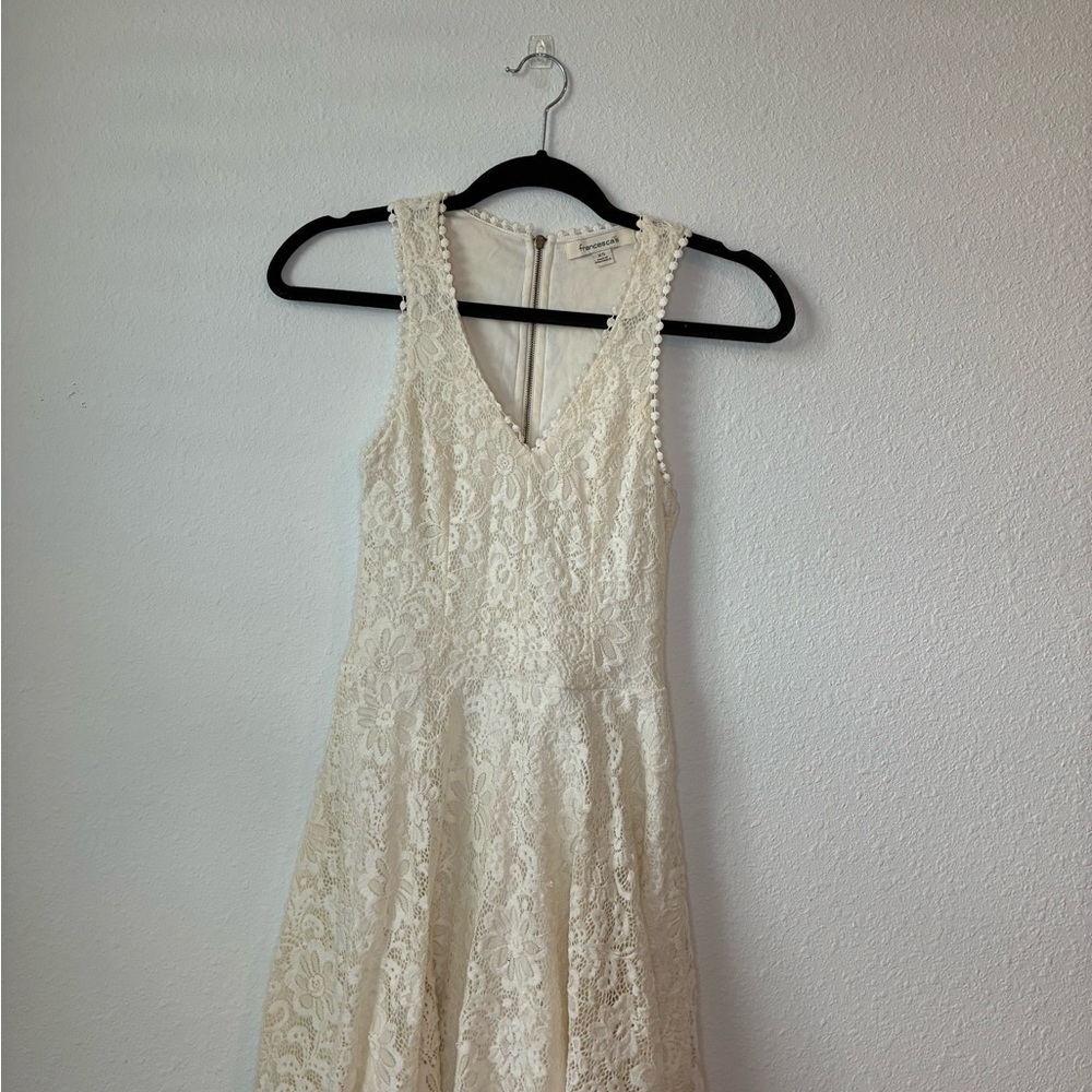 Francesca's Collections Ivory Lace V-Neck Wedding Dress